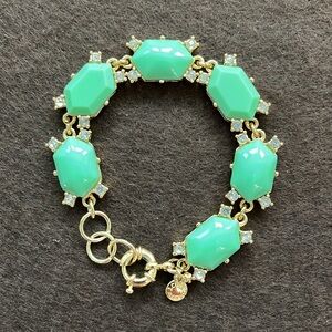 J. Crew bracelet - mint/pistachio green cabochons w/crystals; perfect condition